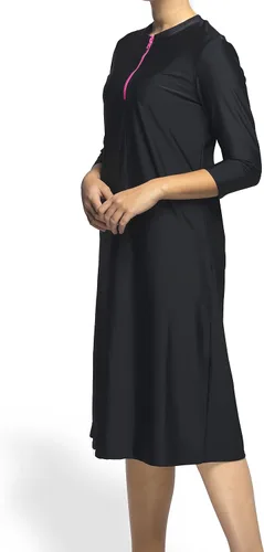 Vista 2 de Traje de baño para mujer, modesto Tznius con manga 34, cubierta de playa UPF 50+ con protección solar