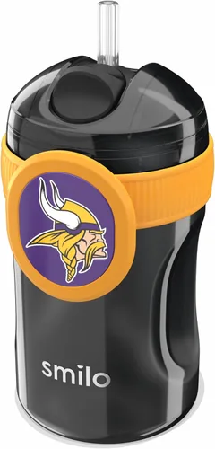 Vista 11 de Smilo Vaso con popote de Arizona Cardinals con licencia oficial de la NFL, para bebés y niños pequeños, con popote de silicona ponderado y capacidad