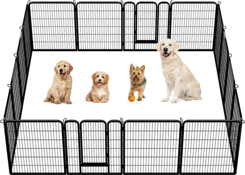 Vista 19 de Yaheetech - Corralito para perros con paneles anchos, 6 paneles de 24 pulgadas de alto con puerta, cerca portátil para interiores y exteriores