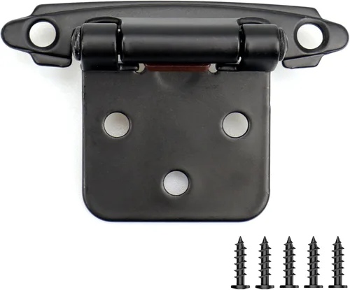 Vista 16 de Bisagras para puertas de gabinete de cocina de 3/8 pulgadas, paquete de 4 pares de bisagras de gabinete semiocultas negras, bisagras de puerta