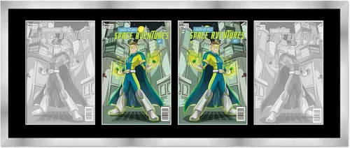 Vista 38 de Marco de cómic blanco mate para cómics publicado entre 1938 y 1955 (marco de madera maciza de cómic de la edad dorada) hecho para mostrar 4 cómics