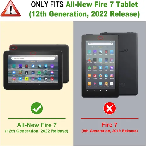 Vista 2 de Fintie Funda tipo folio para tablet Fire 7 (12ª generación, versión 2022), último modelo, piel vegana de alta calidad, delgada, plegable