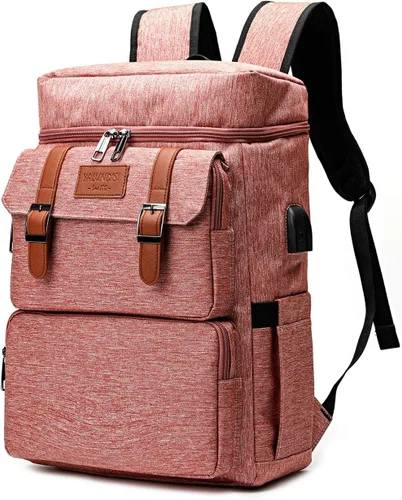 Vista 8 de YALUNDISI Mochila vintage para hombres y mujeres, mochila para laptop, mochila universitaria de 15.6 pulgadas