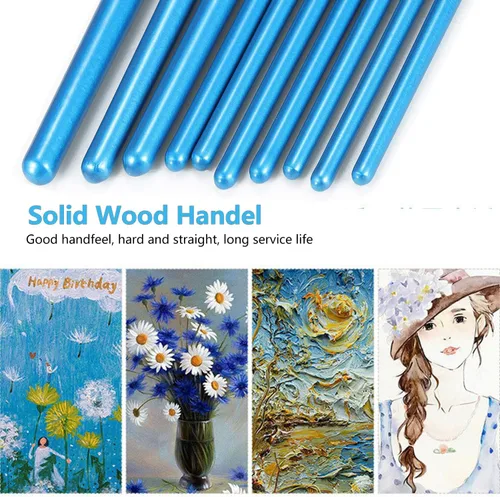 Vista 3 de Pinceles de pintura, juego de pinceles para pintura acrílica, 20 piezas de madera maciza Handel Oil Acuarela pinceles con cepillos de pelo de nailon