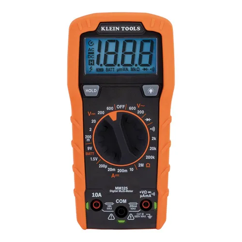 Vista 8 de Klein Tools 80196 Kit de multímetro digital con estuche, probador de voltaje CA/CC de rango manual de 600V, prueba baterías, corriente, resistencia