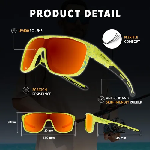 Vista 2 de MARS Lifestyle Gafas de sol polarizadas al aire libre UV400 Anti-agua de mar Mujeres Hombres Adulto Adolescente Correr Pesca Deportes