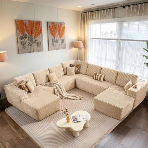 Vista 20 de ovios Sofá seccional en forma de nube para sala de estar, sofá modular de terciopelo mullido, sin necesidad de montaje, juego de sofás grandes