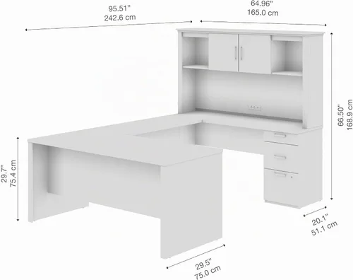 Vista 7 de Bestar Logan 66W Escritorio ejecutivo en forma de U o L con pedestal y Antigua