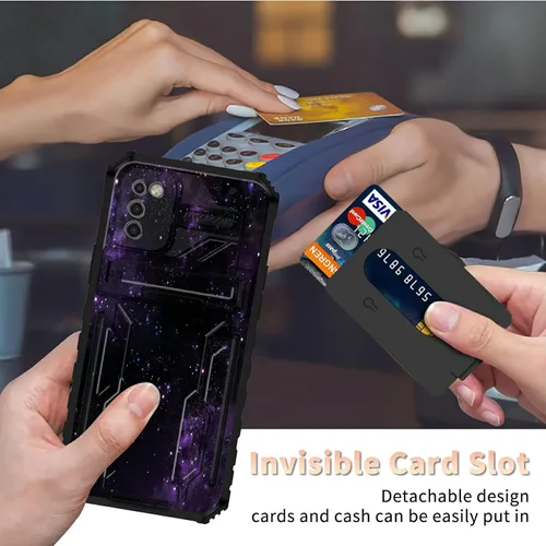 Vista 5 de Funda para teléfono Samsung Galaxy A54 con protector de pantalla, funda con ranura para tarjetas desmontable incorporada, con función atril, a