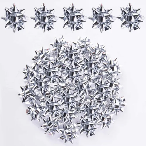 Vista 9 de 100 mini lazos de regalo de Navidad, lazo de regalo de estrella metálica Rojo-100 piezas