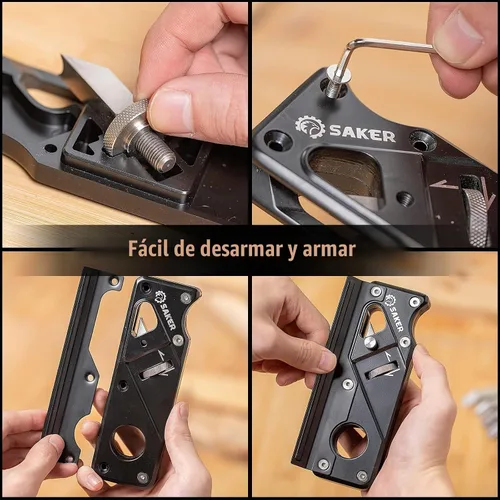 Vista 5 de Saker Cepillo de biselado - Herramienta de aplanamiento de borde de esquina para carpintería con localizador auxiliar, cepilladora de biselado
