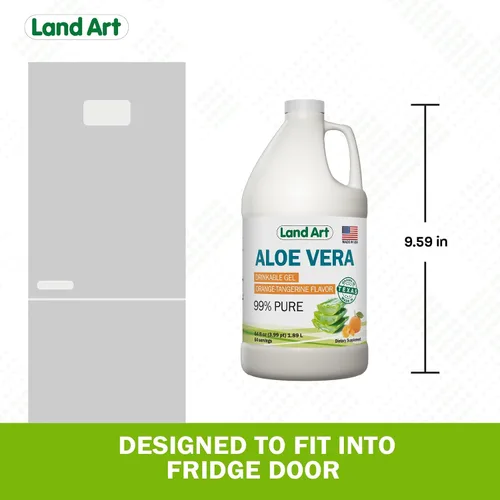 Vista 9 de Land Art Pure Aloe Vera - Gel Bebible con Sabor a Naranja y Mandarina - Filete Interior Procesado en Frío - de Hojas Frescas Orgánicas de Texas