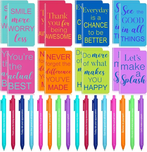 Vista 9 de Funrous 32 bolígrafos con cita motivacional, bloc de notas inspiradoras, mini diario con bolígrafo, cuadernos pequeños, regalo para hombres