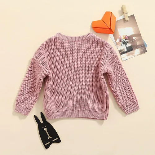 Vista 7 de Suéter tejido de manga larga con cuello redondo para bebé y niña, sudadera cálida para otoño e invierno