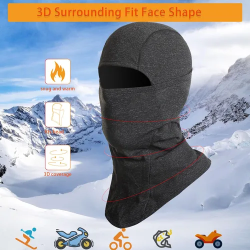Vista 3 de Pasamontañas para clima frío, máscara de esquí, forro polar de invierno, máscara facial térmica para hombres, motocicleta, ciclismo