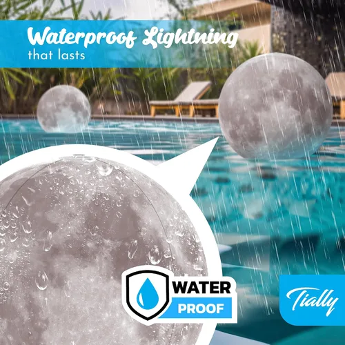 Vista 5 de TIALLY Luces Flotantes de Piscina Luna Llena - Luces de Piscina de 14" que Flotan con Energía Solar, Bolas de Luz LED Inflables Impermeables