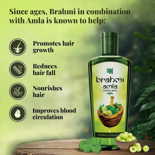 Vista 2 de Bajaj Brahmi Amla Aceite para el Cabello (Enriquecido con Brahmi Ayurvédico) 13.5 fl oz