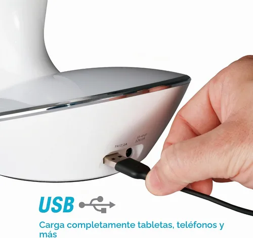 Vista 7 de OttLite Lámpara de escritorio LED con base que cambia de color y puerto USB