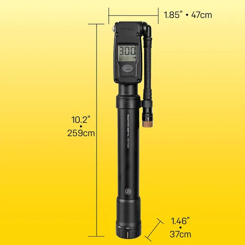 Vista 2 de Topeak Mountain Digital - Bomba de bicicleta de 2 etapas – Bomba de choque de alta presión/alto volumen de modo dual con medidor digital, bloqueo