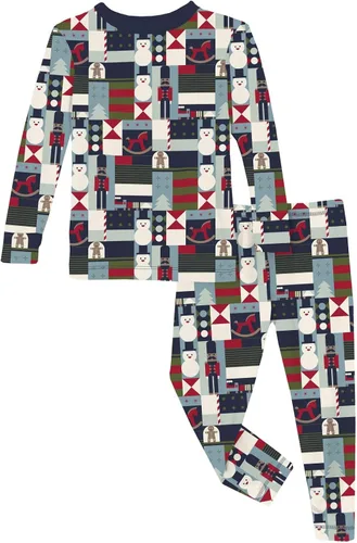 Vista 97 de KicKee Pants Conjunto de pijama de manga larga con estampado de piezas