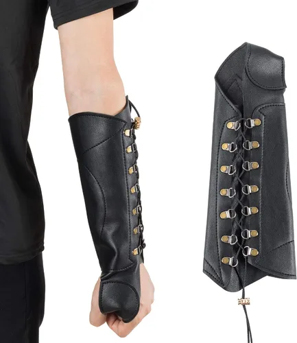 Vista 2 de PU cuero tiro con arco protector de brazo protector de mano de arco largo caza tiro