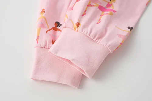Vista 7 de Popshion Pijamas de sirena para niñas pequeñas, juego de 2 piezas, ropa de dormir 100% algodón, ropa para niños, pijamas estilo mariquita