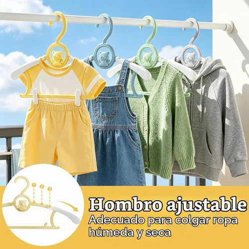 Vista 5 de JSF Perchas ajustables para bebés, 20 piezas de ganchos para guarderías, antideslizantes, extensibles, ideales para ropa de recién nacidos