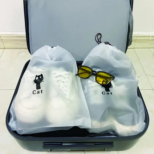Vista 5 de JSIWOTH Bolsas de zapatos para viajes, organizador grande de almacenamiento de zapatos transparentes con cordón, bolsas de almacenamiento de viaje