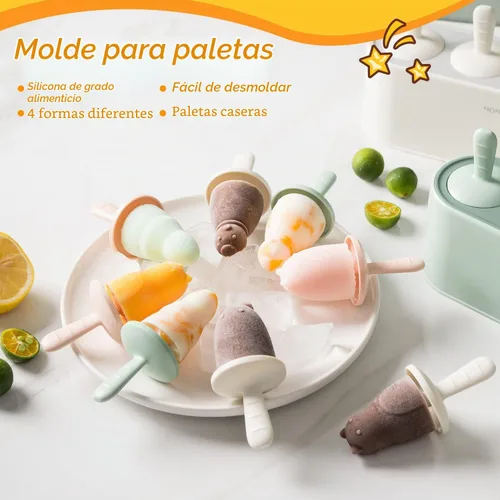 Vista 2 de Juego de 4 moldes para paletas caseras de silicona, moldes para helados, de fácil liberación, reutilizables, moldes para hacer bricolaje