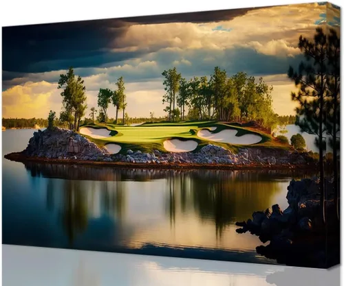 Vista 40 de chenchenArt Augusta - Arte de pared para campo de golf nacional Augusta, campo de golf de 12 hoyos, arte de pared para sala de estar, dormitorio