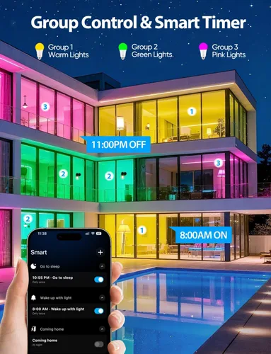 Vista 6 de Bombillas LED inteligentes, bombilla que cambia de color de 9 W, compatible con Alexa y Google Assistant, bombillas Bluetooth WiFi de 2.4 GHz
