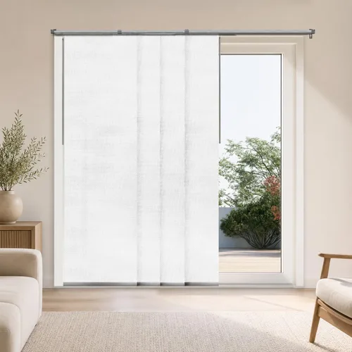 Vista 14 de CHICOLOGY Elegantes Persianas Verticales Transparentes Blancas para el Hogar, Ventanas Interiores Grandes, Puerta Corrediza, Patio (78" An x 84" Al)