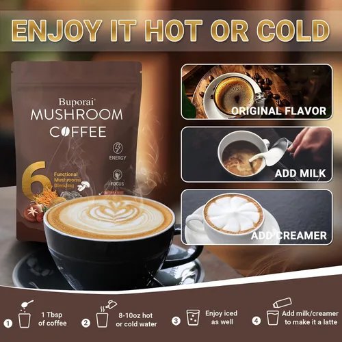 Vista 7 de Café de champiñones tostado oscuro + tostado medio