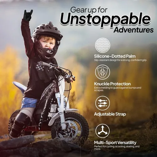 Vista 2 de Guantes de motocross juveniles, protección profesional para motociclistas de cross y BMX, equipo de alto rendimiento para niños y niñas, diseñados