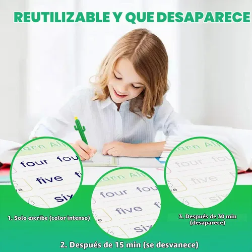 Vista 5 de BYFWH Magic Groove - Cuaderno de práctica para niños, libro de práctica de escritura reutilizable, juego de libros de escritura a mano ranurados