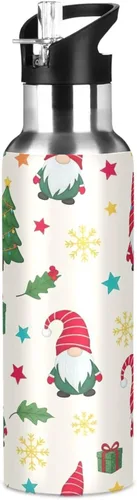 Vista 8 de Cute Christmas Gnomes Red Hats Insulated Stainless Steel Water Bottle with Straw 32 Oz, BPA-Free Sport Water Bottle Leakproof Water Bottles