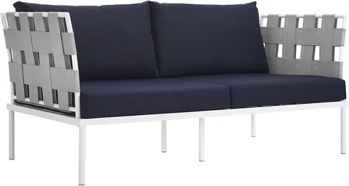 Vista 12 de Modway EEI-2601-WHI-WHI MO-EEI-2601-WHI-WHI Harmony Patio al aire libre Aluminio, sofá esquinero, blanco blanco