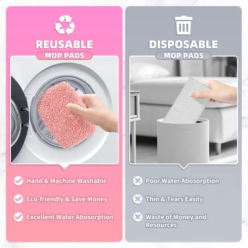 Vista 9 de Juego de 4 almohadillas de felpilla reutilizables color rosa