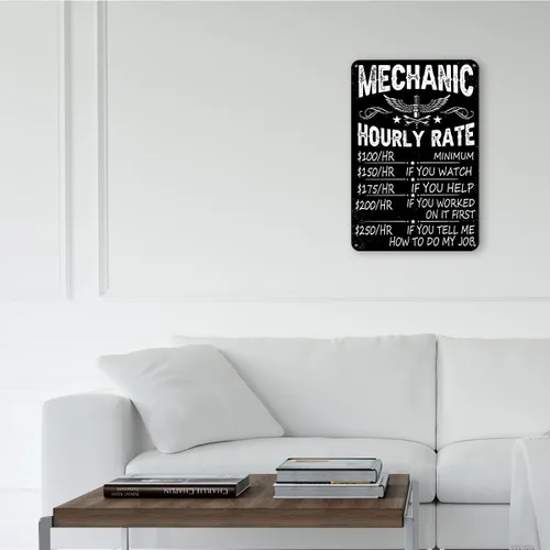 Vista 3 de Divertidos letreros de metal mecánico, regalos para hombres, papá, marido, para hombre, cueva, taller, garaje, decoración de pared, mecánico