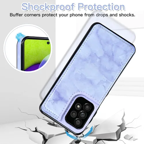 Vista 5 de Asuwish Funda de teléfono para Samsung Galaxy A52/A52S 5G con protector de pantalla de vidrio templado y cartera de mármol con tapa abatible