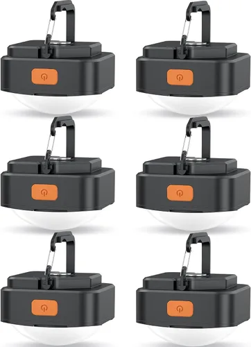 Vista 12 de Luces de Campamento Recargables FLY2SKY 2 Piezas Luces Negras para Tienda de Campaña Mini Linterna Linterna LED Portátil de Campamento Equipo