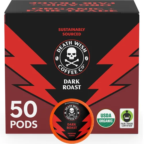 Vista 41 de Death Wish Coffee Cápsulas de tostado medio de una sola porción – El café más fuerte del mundo – Mezcla más ligera de granos arábica audaz y Robusta