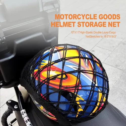 Vista 6 de Red elástica doble para almacenar cosas, se utiliza para almacenamiento de triciclos de motocicleta, súper tensión, no es fácil de dañar