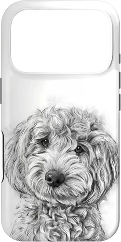 Vista 29 de iPhone 12/12 Pro Golden Doodle Retrato lindo perro ilustración caso de regalo