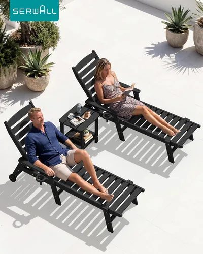 Vista 6 de SERWALL Mesa auxiliar Double Adirondack, Mesa auxiliar de forma rectangular, Negra