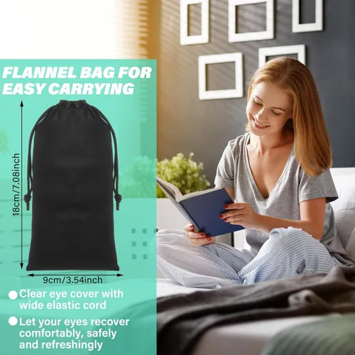 Vista 3 de Kingdder Escudo de ojos marrón para dormir gafas protectoras con correa ajustable y acolchado suave, sensibilidad de los ojos a la luz, bolsa