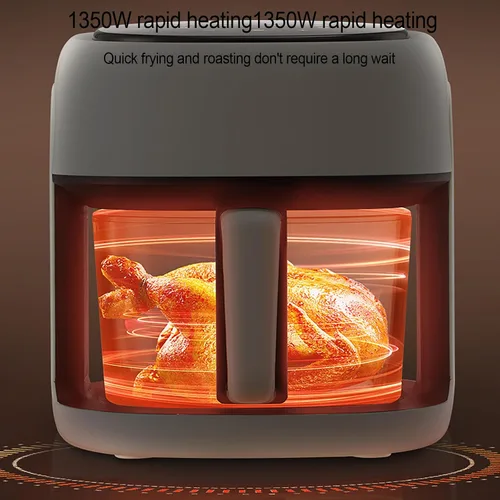 Vista 4 de Freidora de aire con ventana de visualización de vidrio, freidora de aire inteligente con pantalla táctil de 1350 W para 4 a 5 personas, 10 menús B