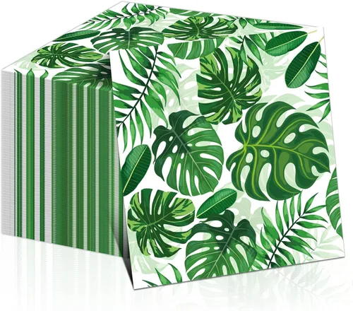 Vista 9 de 100 servilletas de papel de eucalipto, color verde salvia, decoración de fiesta de cumpleaños, servilletas de postre desechables con temática
