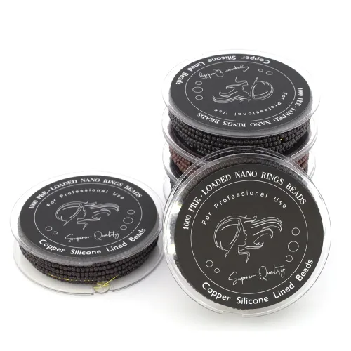 Vista 3 de 1000 cuentas precargadas de nano-cuentas forradas de silicona de 0.118 pulgadas para extensiones de cabello, extensiones de cabello humano