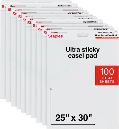 Vista 9 de STAPLES Ultra Sticky Tabletop Easel Pad, 20" x 23", 20 Sheets/Pad (ST62836)